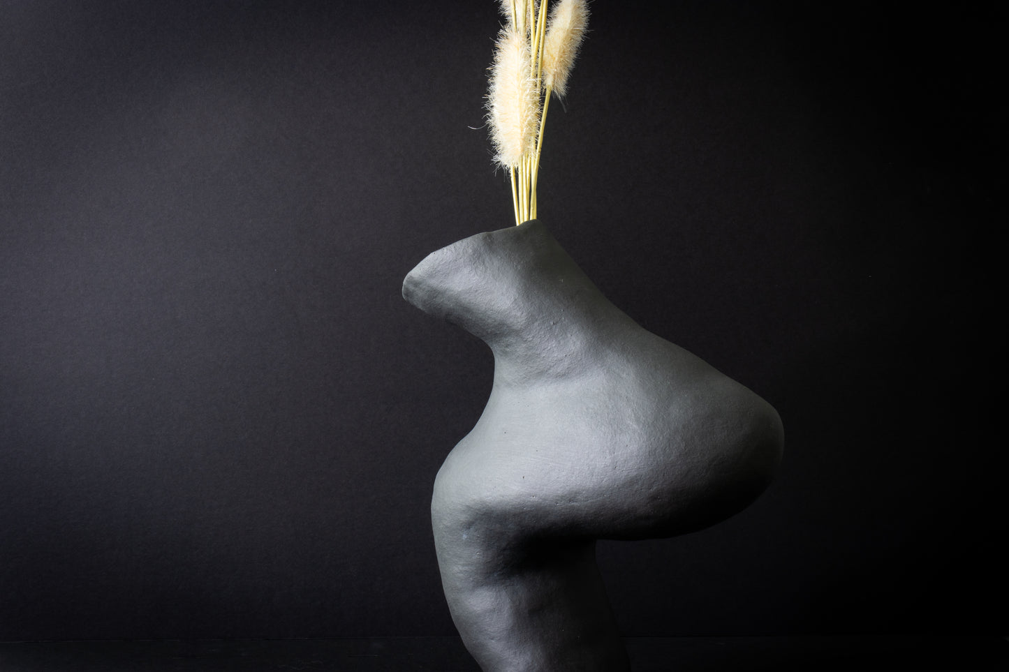 wavy abstract vase - matte black