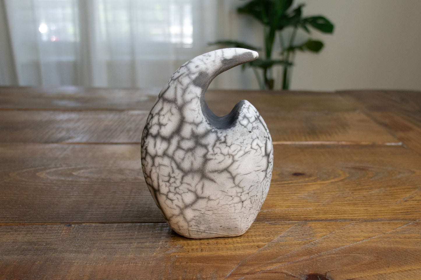 black & white wave raku sculpture 01