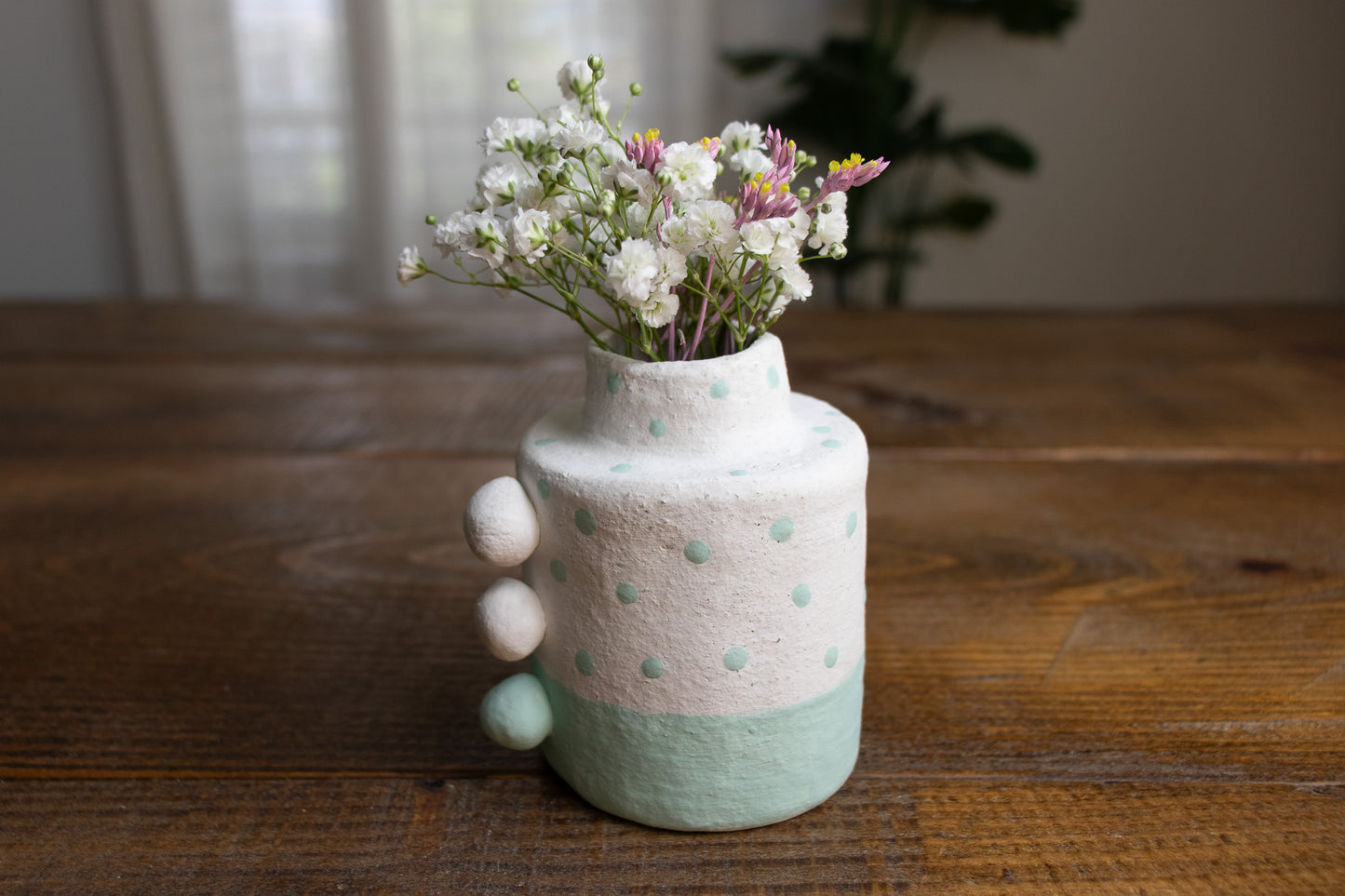 seafoam dot bud vase - harlow