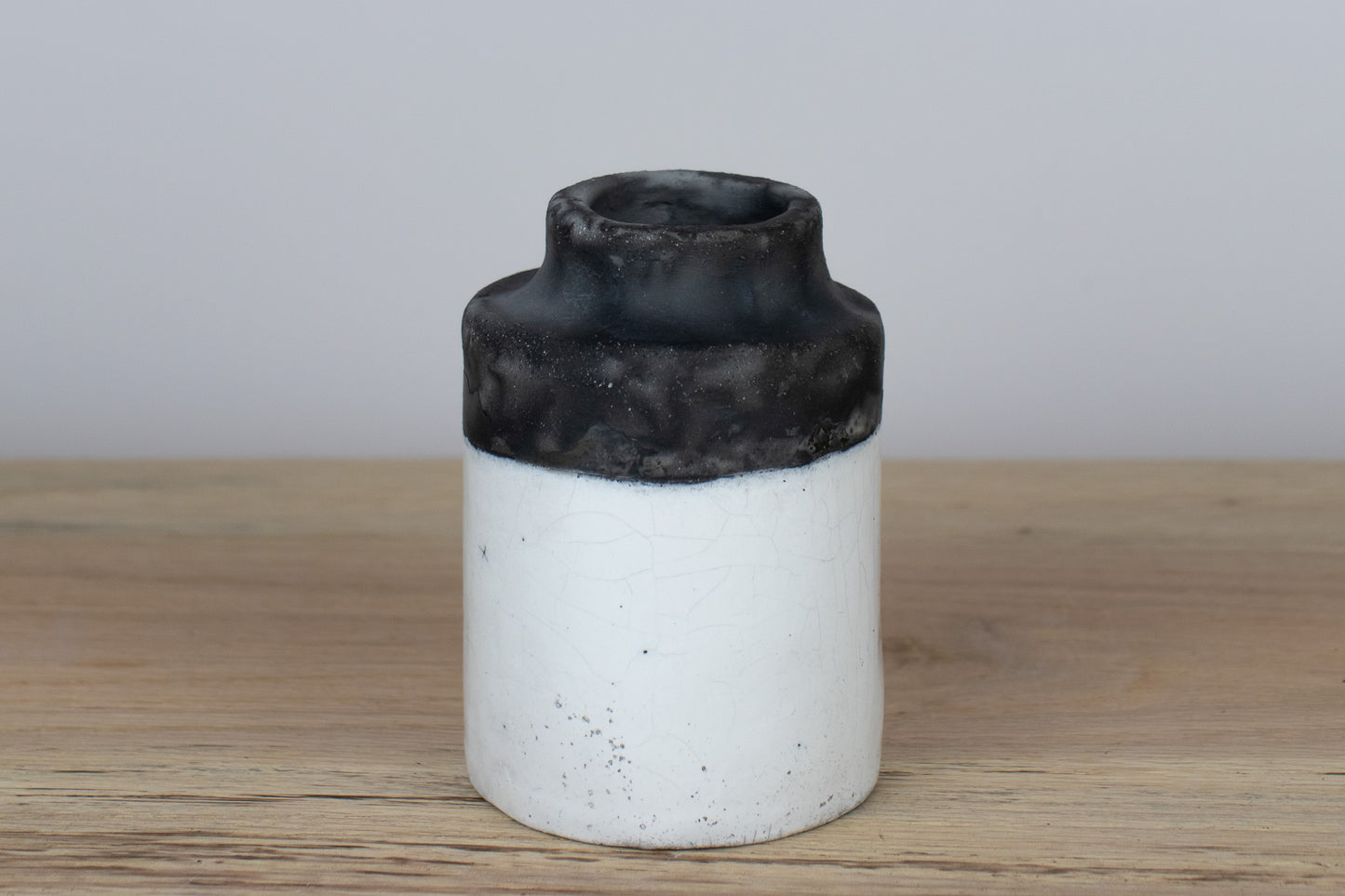 black & white bottle bud vase | raku vase