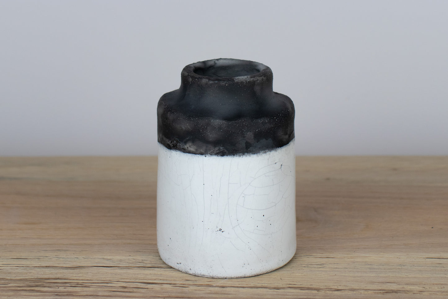 black & white bottle bud vase | raku vase