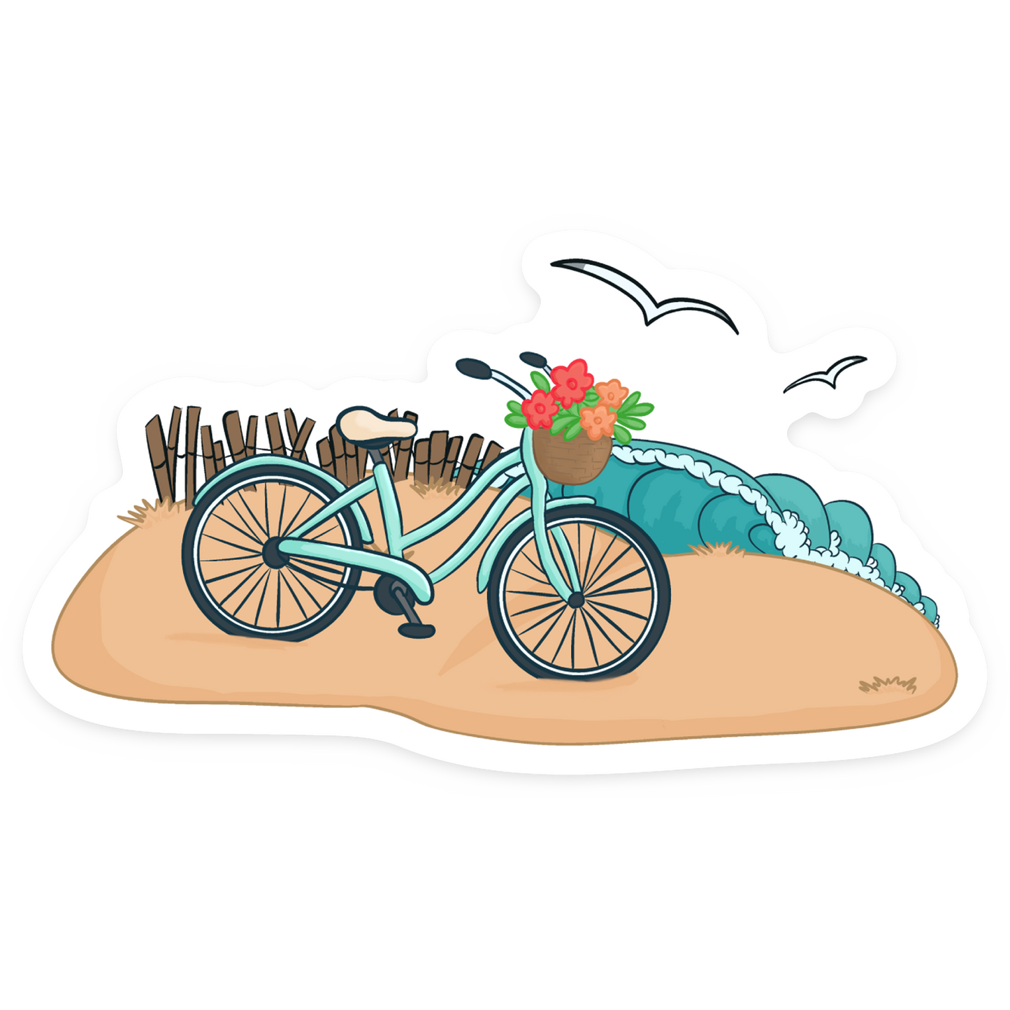 beach cruiser bike surf sticker - harlow