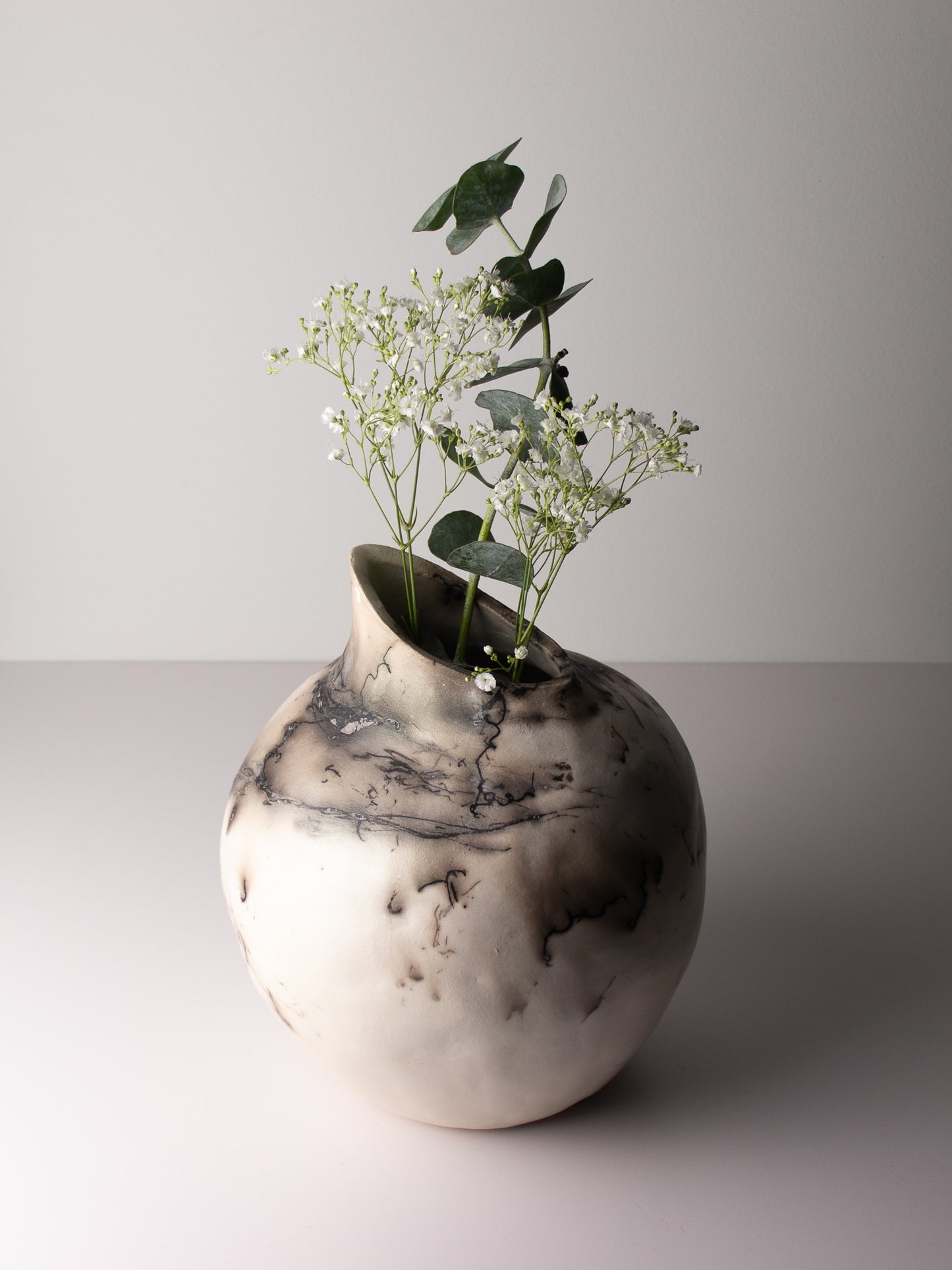black & white raku vessel 01
