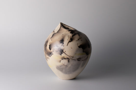 black & white raku vessel 12 | with mica