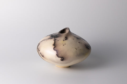 black & white raku vessel 09 | with mica