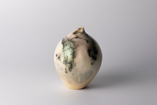 black & white raku vessel 10 | with mica