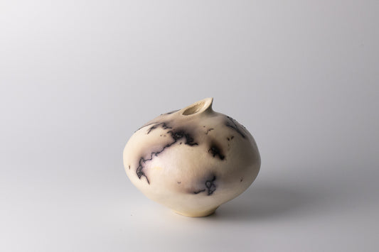 black & white raku vessel 11 | with mica