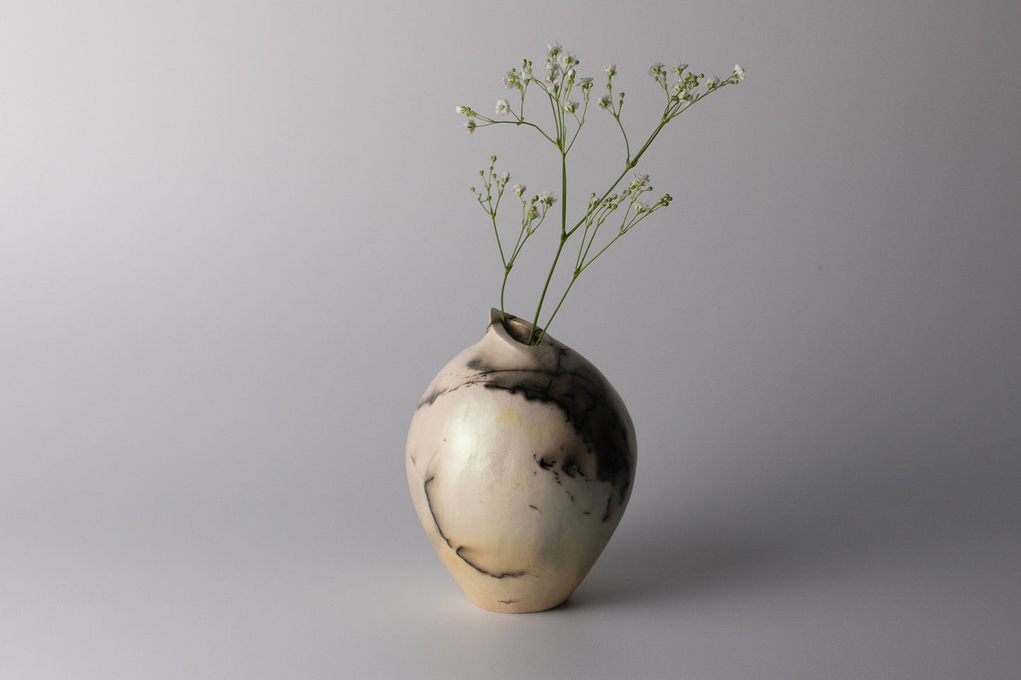 black & white raku vessel 10 | with mica
