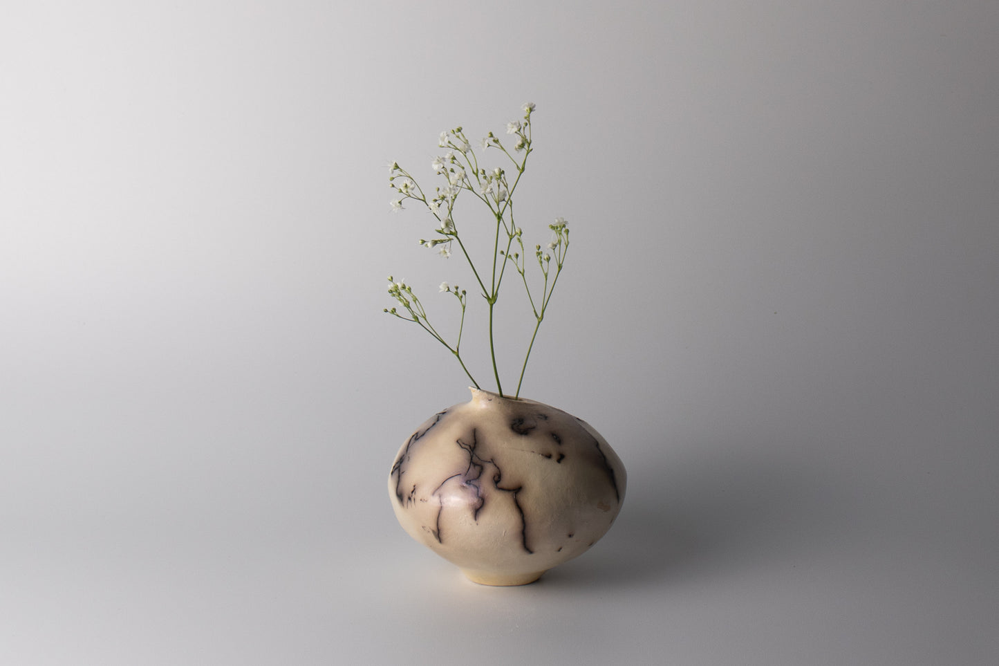 black & white raku vessel 11 | with mica