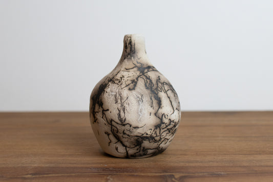 black & white bud raku vase 02