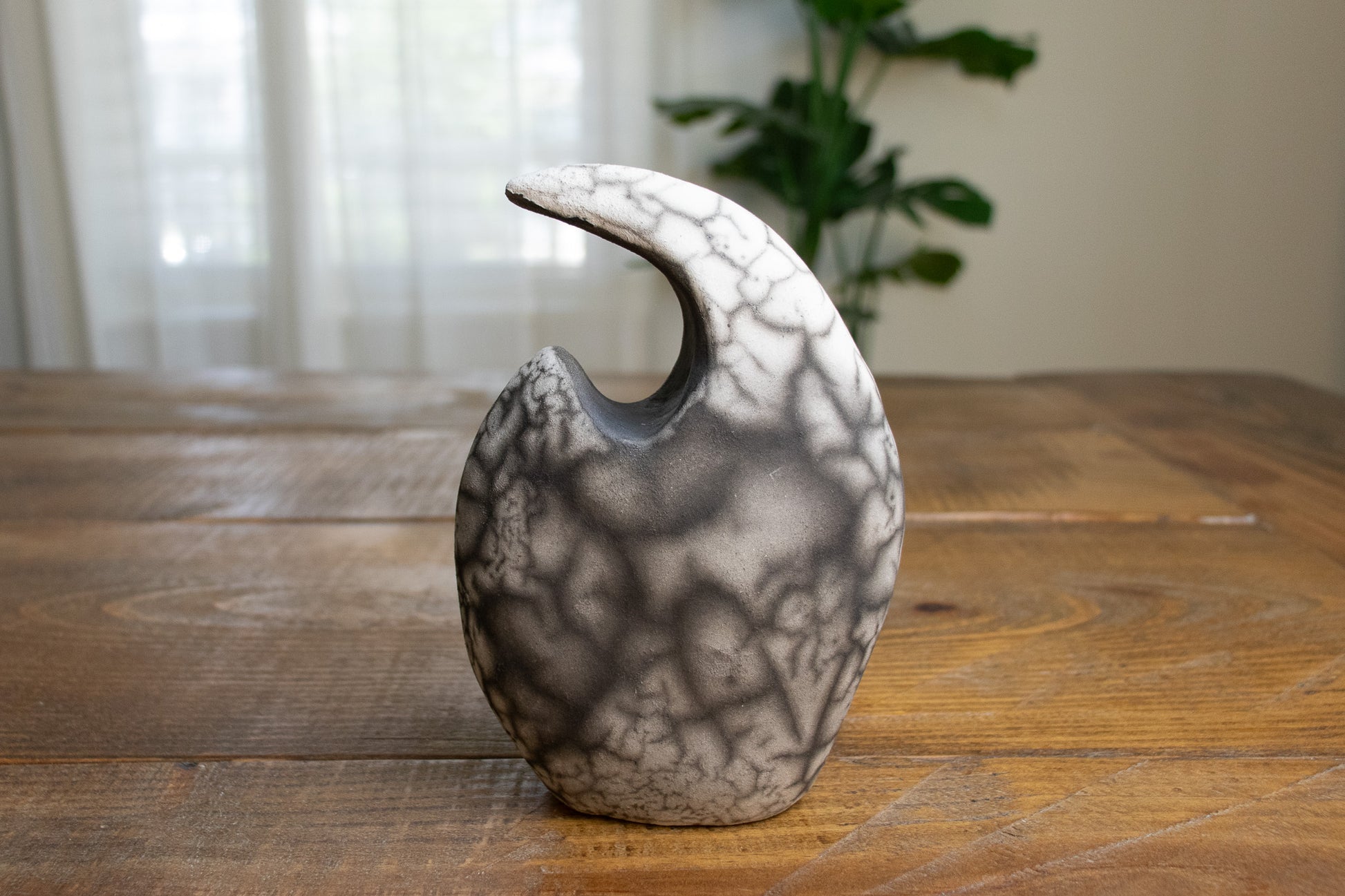 black & white wave raku sculpture 01 - harlow