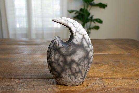black & white wave raku sculpture 01