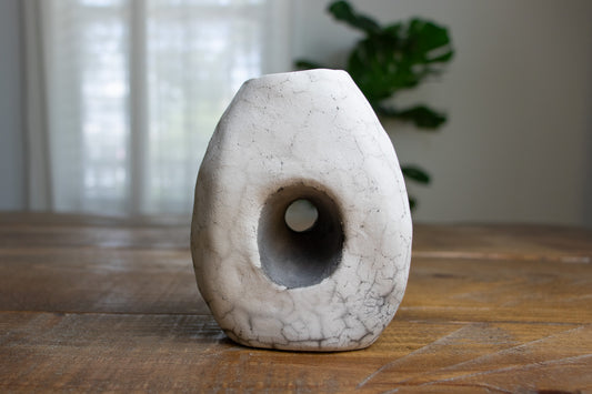 black & white loop raku vase 03