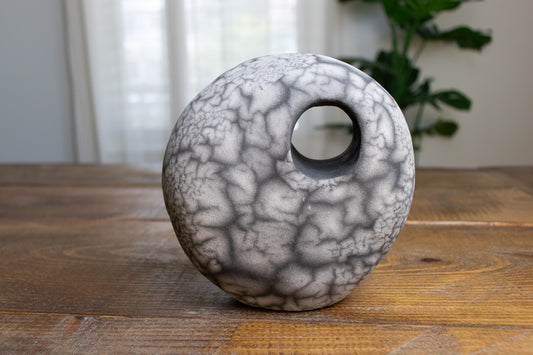 black & white loop raku sculpture 01