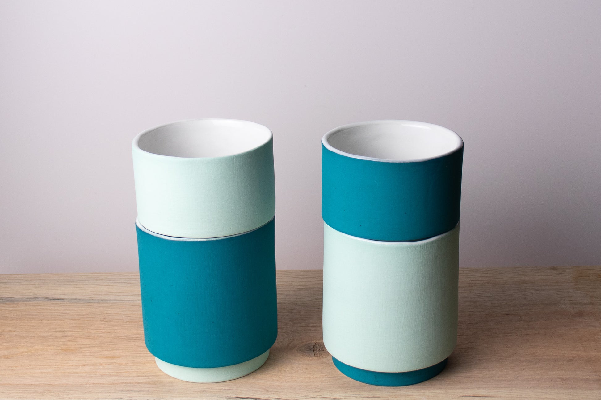 stacked folly tumbler - coastal teal & soft aqua - harlow