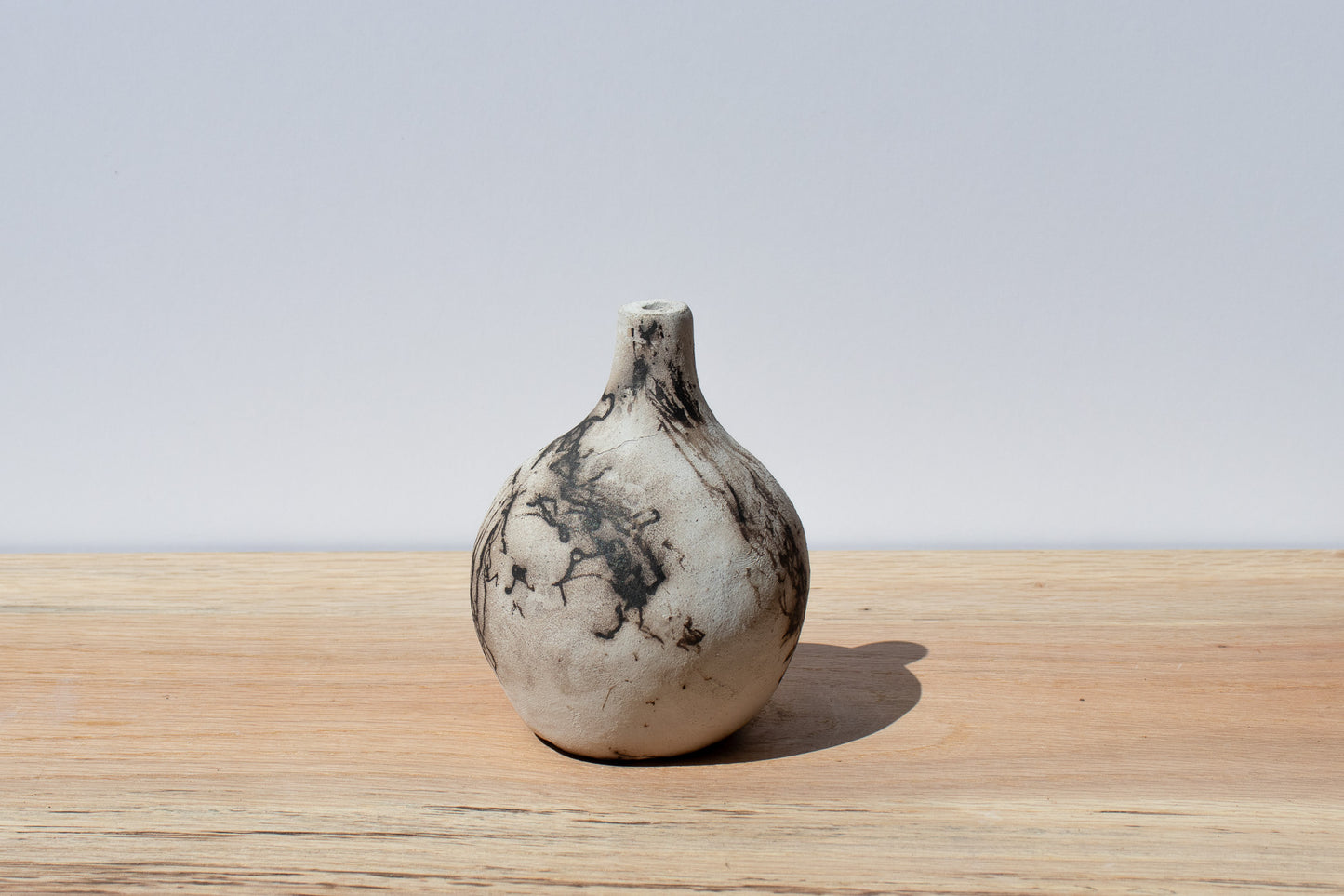 black & white bud raku vase 01