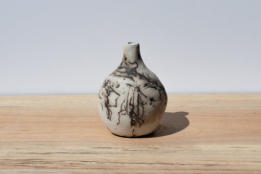 black & white bud raku vase 01