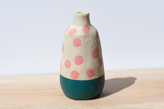 polka dot vase | pink & dark teal