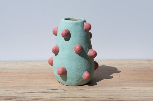 polka dot vase | pink & aqua