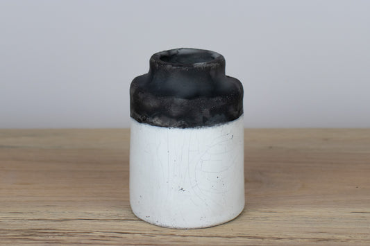 black & white bottle bud vase | raku vase