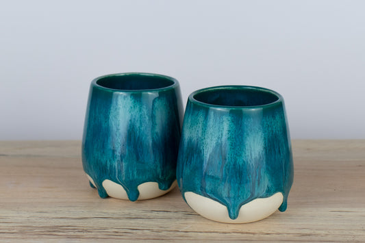 blue current stemless wine glass